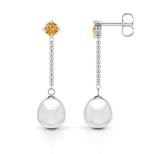 Elegant Solitaire Stud Freshwater Pearl Drop Earrings