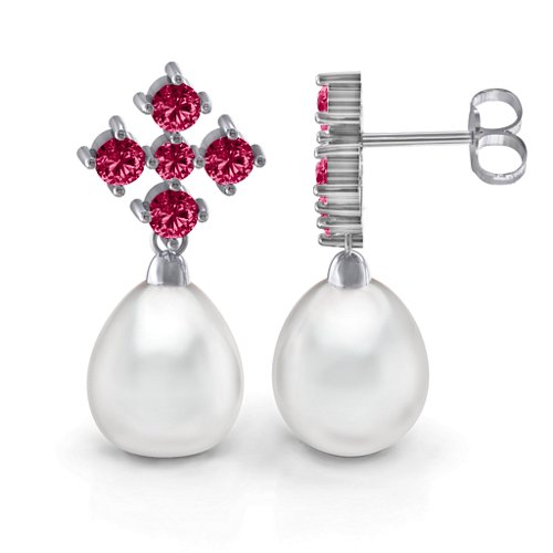 Freshwater Pearl Drop Earrings with Accents