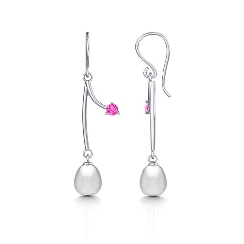 Freshwater Pearl Vine Earrings – Sterling Silver with Pink Tourmaline