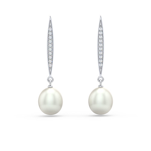 Pavé Bar Drop Pearl Earrings