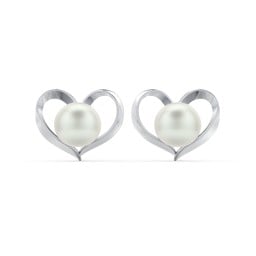 Sterling Silver Heart and Pearl Earrings