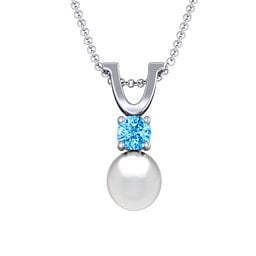 Round Solitaire with Freshwater Pearl Pendant Drop