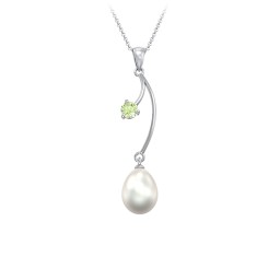 Freshwater Pearl Vine Pendant in 925 Sterling Silver with Peridot
