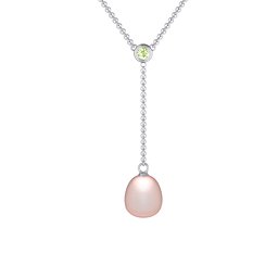 Freshwater Pearl Drop Pendant with Round Bezel Set Stone