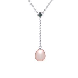 Freshwater Pearl Drop Pendant with Round Bezel Set Stone