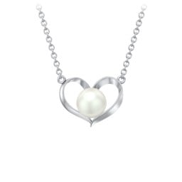 Sterling Silver Heart and Pearl Pendant