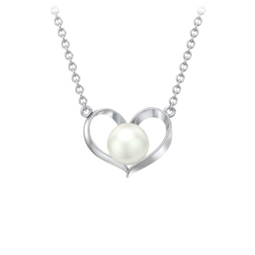 Sterling Silver Heart and Pearl Pendant