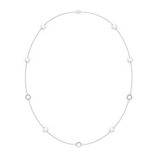 Sterling Silver Freshwater Pearl Station Necklace – Sterling Silver
