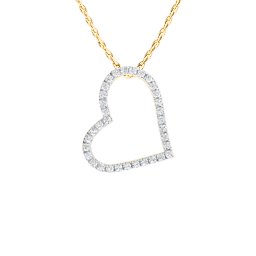 Pavé Heart Pendant with Diamond Accents in 10K Solid Yellow Gold