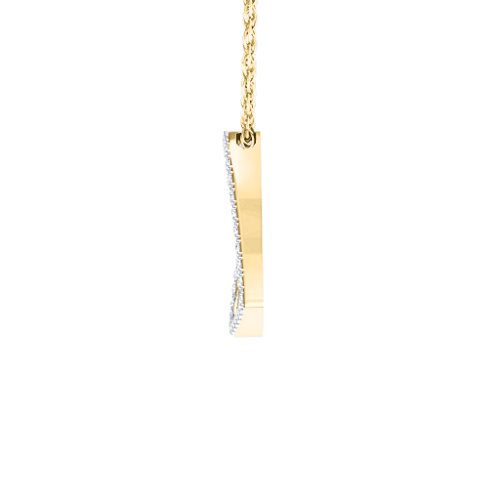 Pavé Heart Pendant with Diamond Accents – 10K Yellow Gold