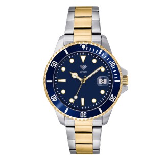 Men's Personalized Sport Watch - 38mm Pacific - 2-Tone Case, Blue Dial, Two-Tone Link