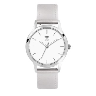 Women's Personalized Dress Watch - 32mm Downtown - Steel Case, White Dial, Silver Leather