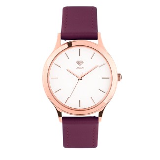Women's Personalized Dress Watch - 36mm Metro - Rose Gold Case, White Dial, Burgundy Leather