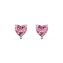 Heart Stud Earrings in 925 Sterling Silver with Pink Tourmaline
