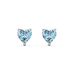 Heart Stud Earrings in 925 Sterling Silver with Blue Topaz
