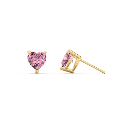 Heart Stud Earrings – 10K Yellow Gold with Pink Tourmaline