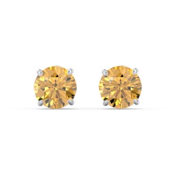1 Carat Solitaire Stud Earrings in 925 Sterling Silver with Citrine