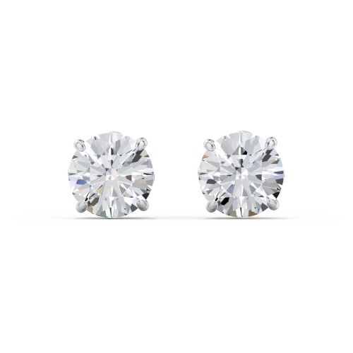 1 Carat Solitaire Stud Earrings – Sterling Silver with Cubic Zirconia