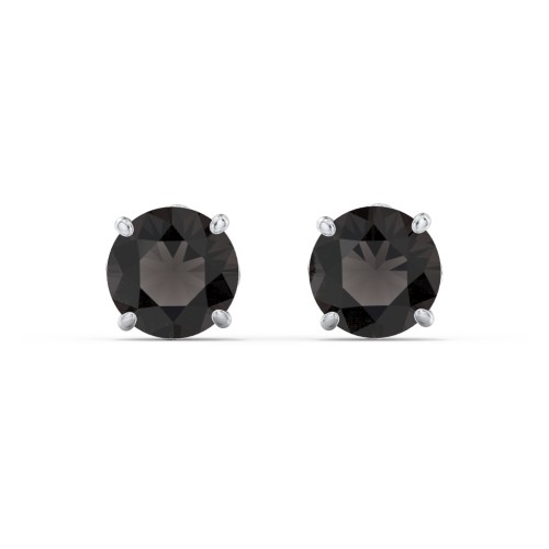1 Carat Solitaire Stud Earrings – Sterling Silver with Smokey Quartz