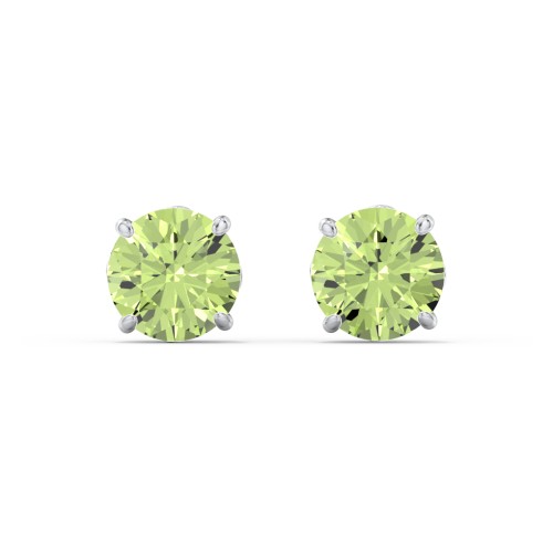 1 Carat Solitaire Stud Earrings – Sterling Silver with Peridot