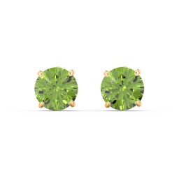 1 Carat Solitaire Stud Earrings in 10K Solid Yellow Gold with Peridot
