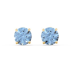 1 Carat Solitaire Stud Earrings in 10K Solid Yellow Gold with Blue Topaz