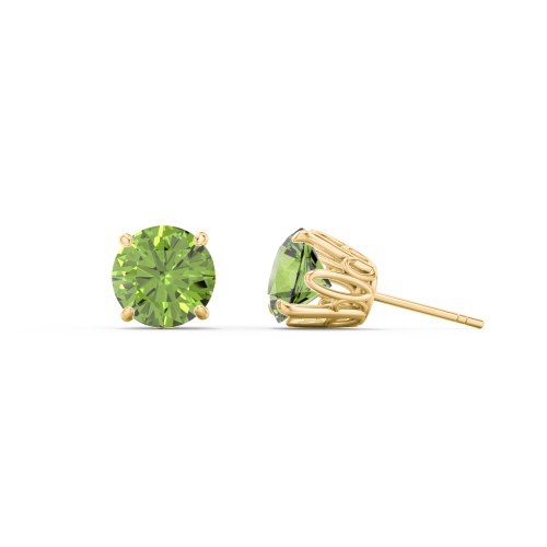 1 Carat Solitaire Stud Earrings – 10K Yellow Gold with Peridot