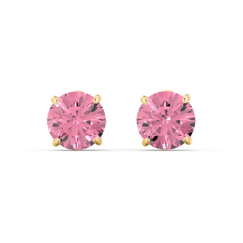 1 Carat Solitaire Stud Earrings – 10K Yellow Gold with Pink Tourmaline