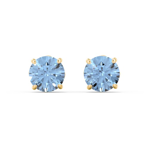 1 Carat Solitaire Stud Earrings – 10K Yellow Gold with Blue Topaz
