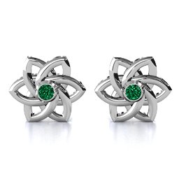 Celtic Star Earrings in 925 Sterling Silver with Emerald