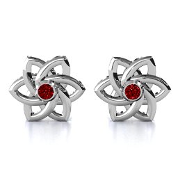 Celtic Star Earrings in 925 Sterling Silver with Garnet