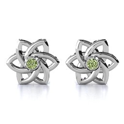 Celtic Star Earrings in 925 Sterling Silver with Peridot