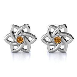 Celtic Star Earrings in 925 Sterling Silver with Citrine