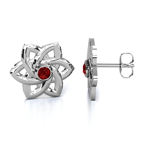 Celtic Star Earrings – Sterling Silver with Garnet
