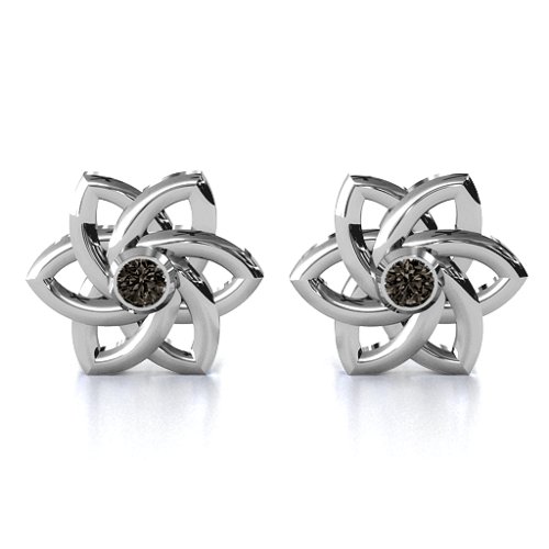 Celtic Star Earrings – Sterling Silver with Smokey Quartz