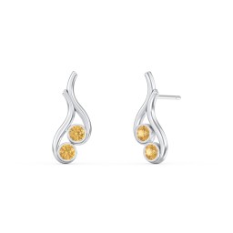 Multi Stone Raindrop Earrings in 925 Sterling Silver with Citrine and Blue Topaz