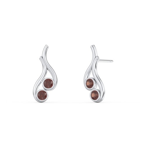 Multi Stone Raindrop Earrings – Sterling Silver with Garnet