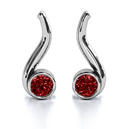 Swirl Drop Earrings in 925 Sterling Silver with Garnet