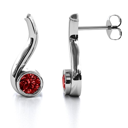 Swirl Drop Earrings – Sterling Silver with Garnet