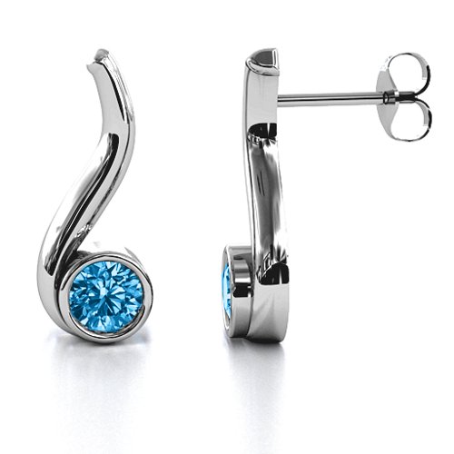 Swirl Drop Earrings – Sterling Silver with Blue Topaz