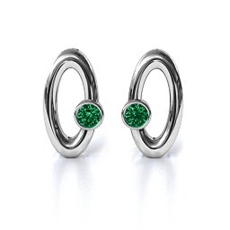 Orbital Stud Earrings in 925 Sterling Silver with Emerald