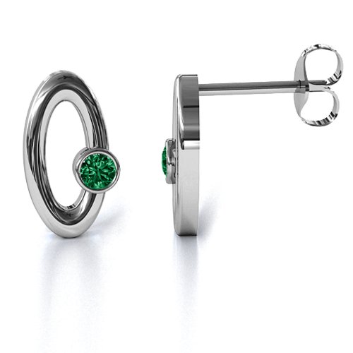 Orbital Stud Earrings – Sterling Silver with Emerald
