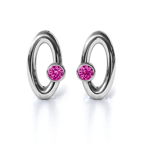 Orbital Stud Earrings – Sterling Silver with Pink Tourmaline