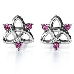 Triple Stone Celtic Knot Earrings