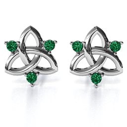 Triple Stone Celtic Knot Earrings