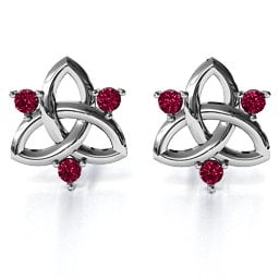 Triple Stone Celtic Knot Earrings