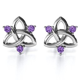 Triple Stone Celtic Knot Earrings