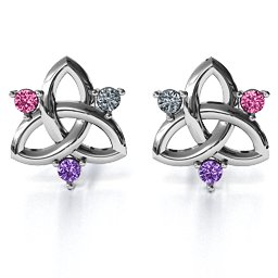 Triple Stone Celtic Knot Earrings