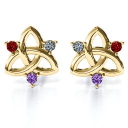 Triple Stone Celtic Knot Earrings
