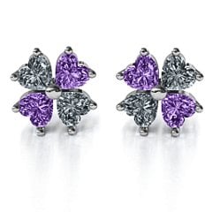 Multi Stone Four Heart Clover Earrings
